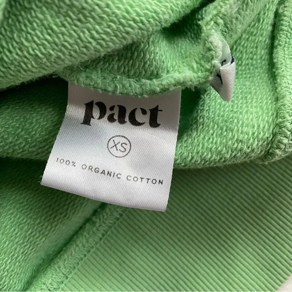 Pact Mint Green Crewneck Sweater Neon Green XS 100% Organic Cotton Pullover - Picture 4 of 8